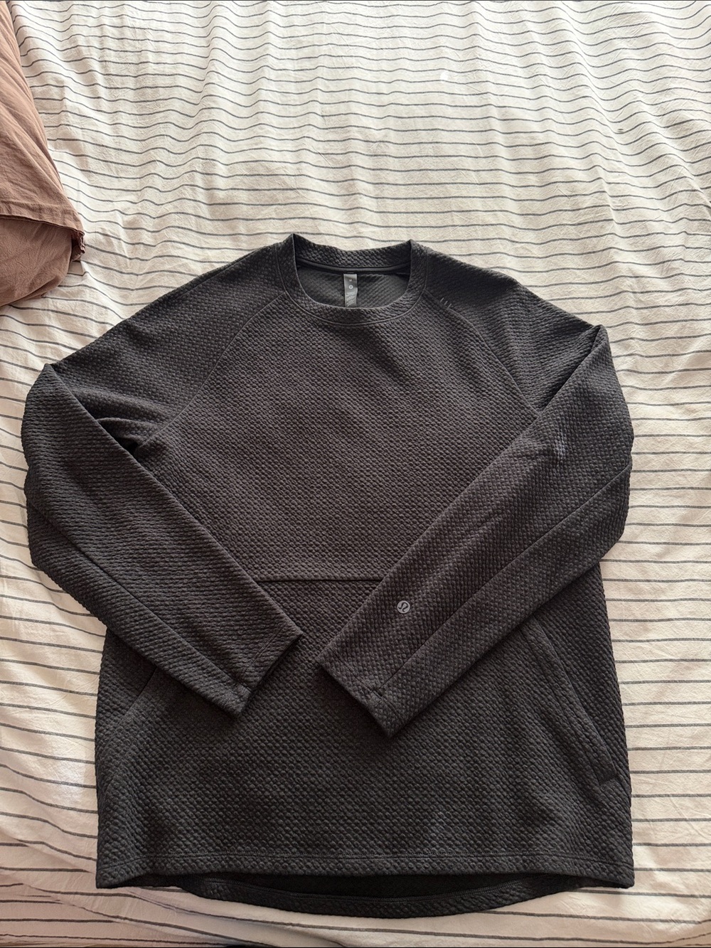 lululemon dark gray textured waffle crewneck sweatshirt